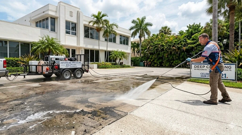 Professional pressure washing and soft washing services for a Fort Lauderdale property — Planet Construction FL
