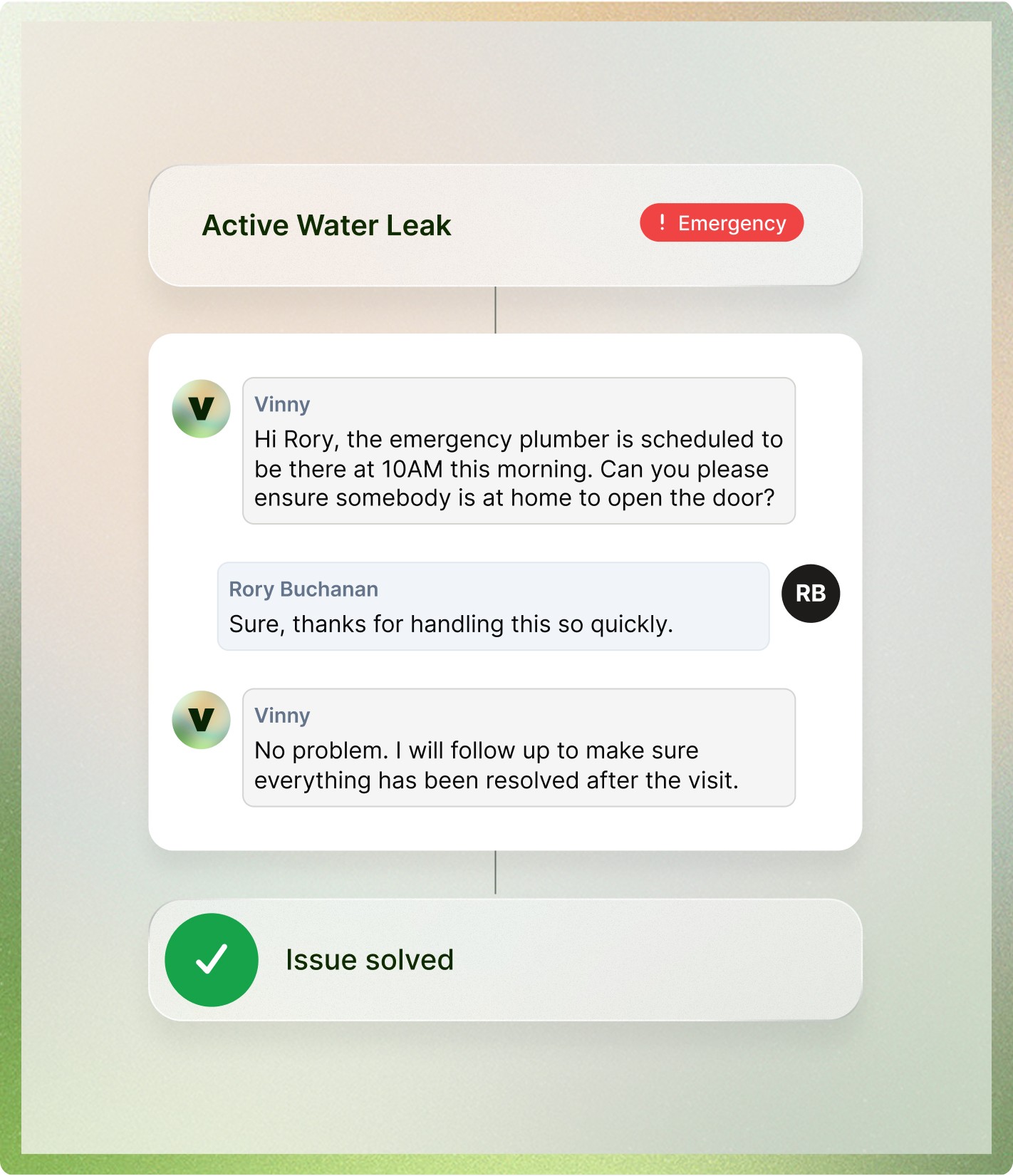 Vinny, the AI teammate for property management, resolves maintenance, schedules repairs, and delights residents.