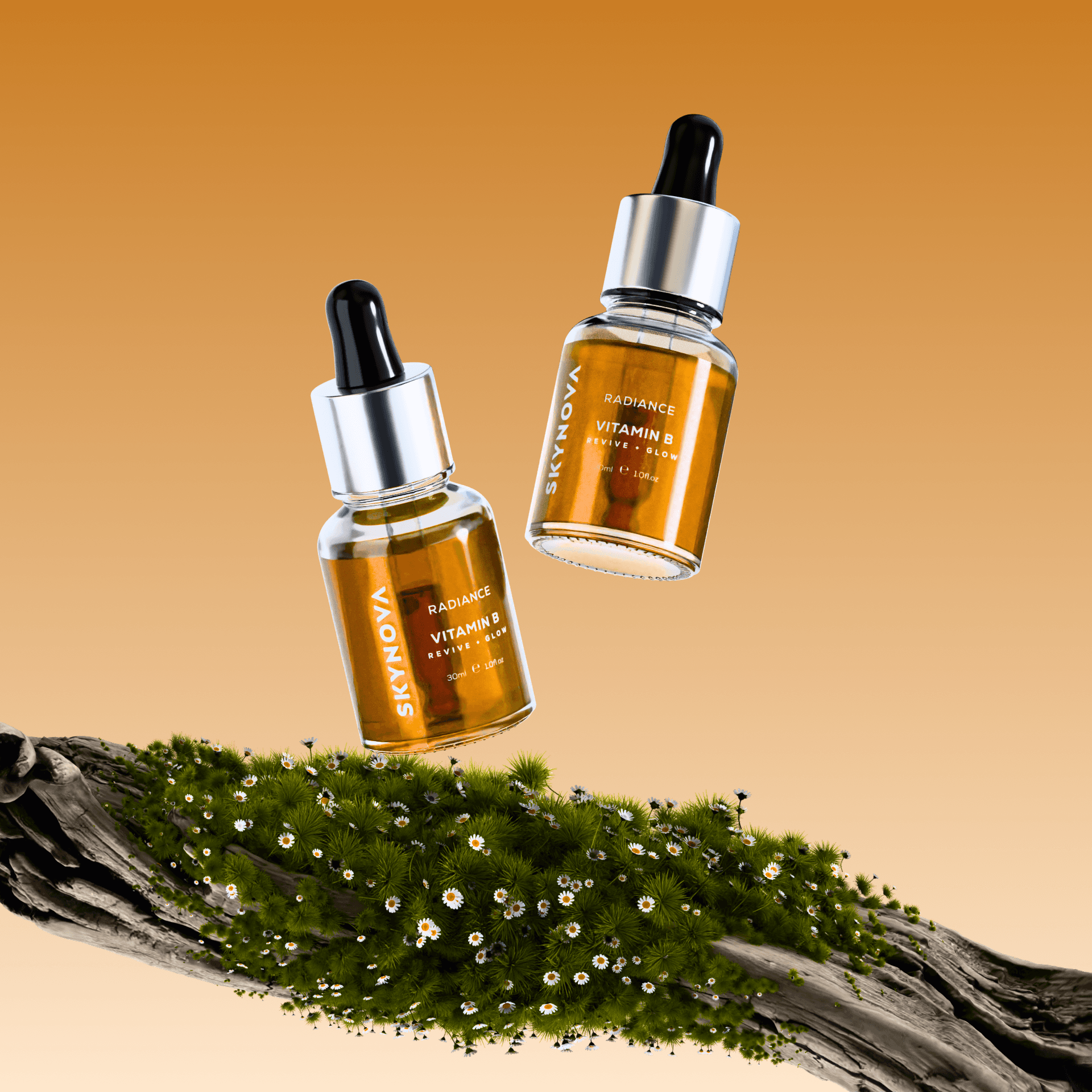 3D dantų implanto ir karūnėlės vizualizacija – techninis produkto atvaizdas akmens fone, sukurta Renderiai.