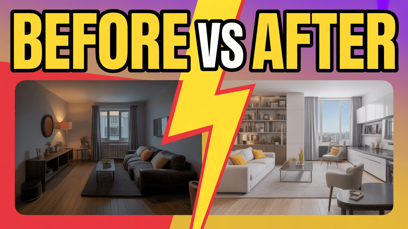 Split scene showing before and after wealth lifestyle transformation