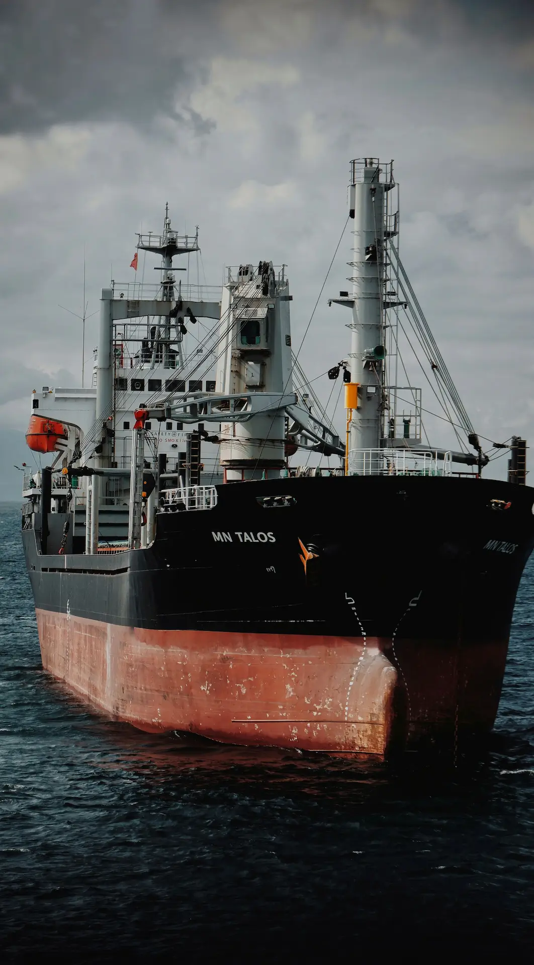 Cargo ship sailing at sea