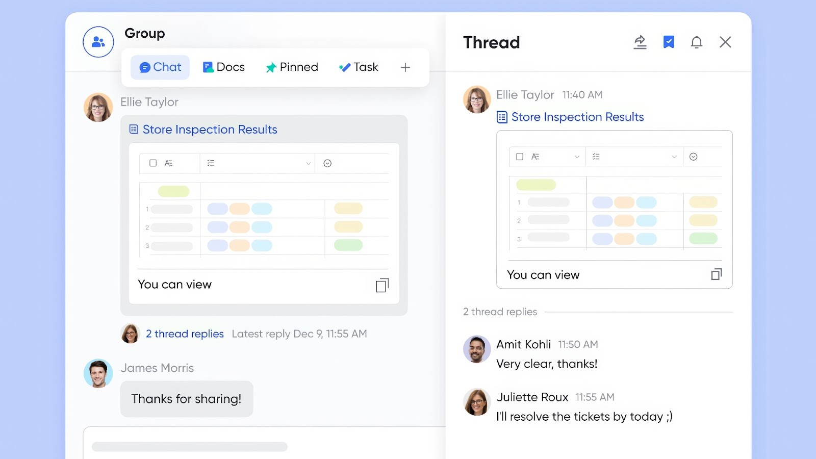 Lark Messenger's in-chat project collaboration