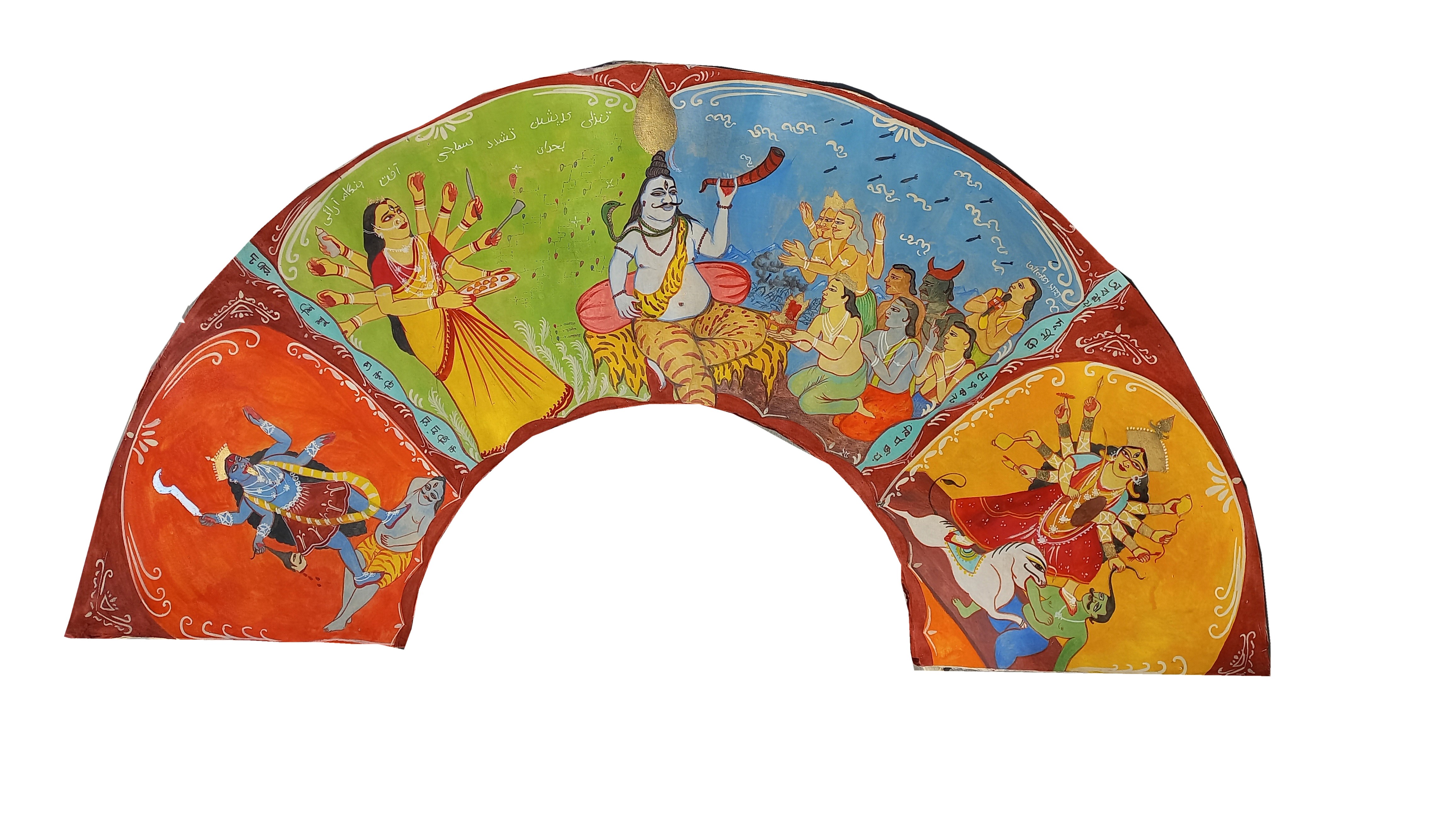 herd of sheep on road painting