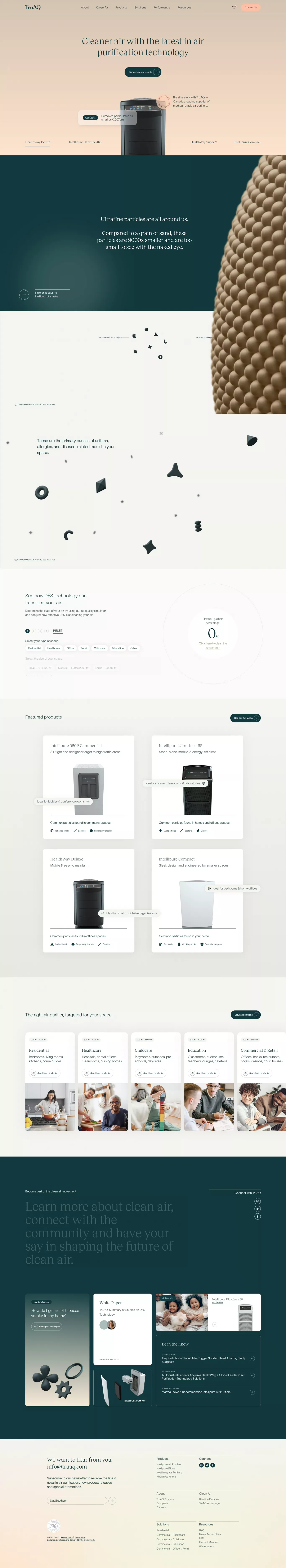 TruAQ landing page screenshot showcasing Health & Fitness and Tech design
