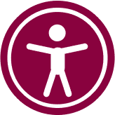 An icon for accessibility depicting a person in a circle.