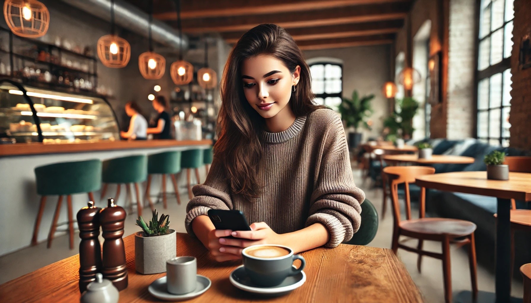 Young woman applying to a job on her phone