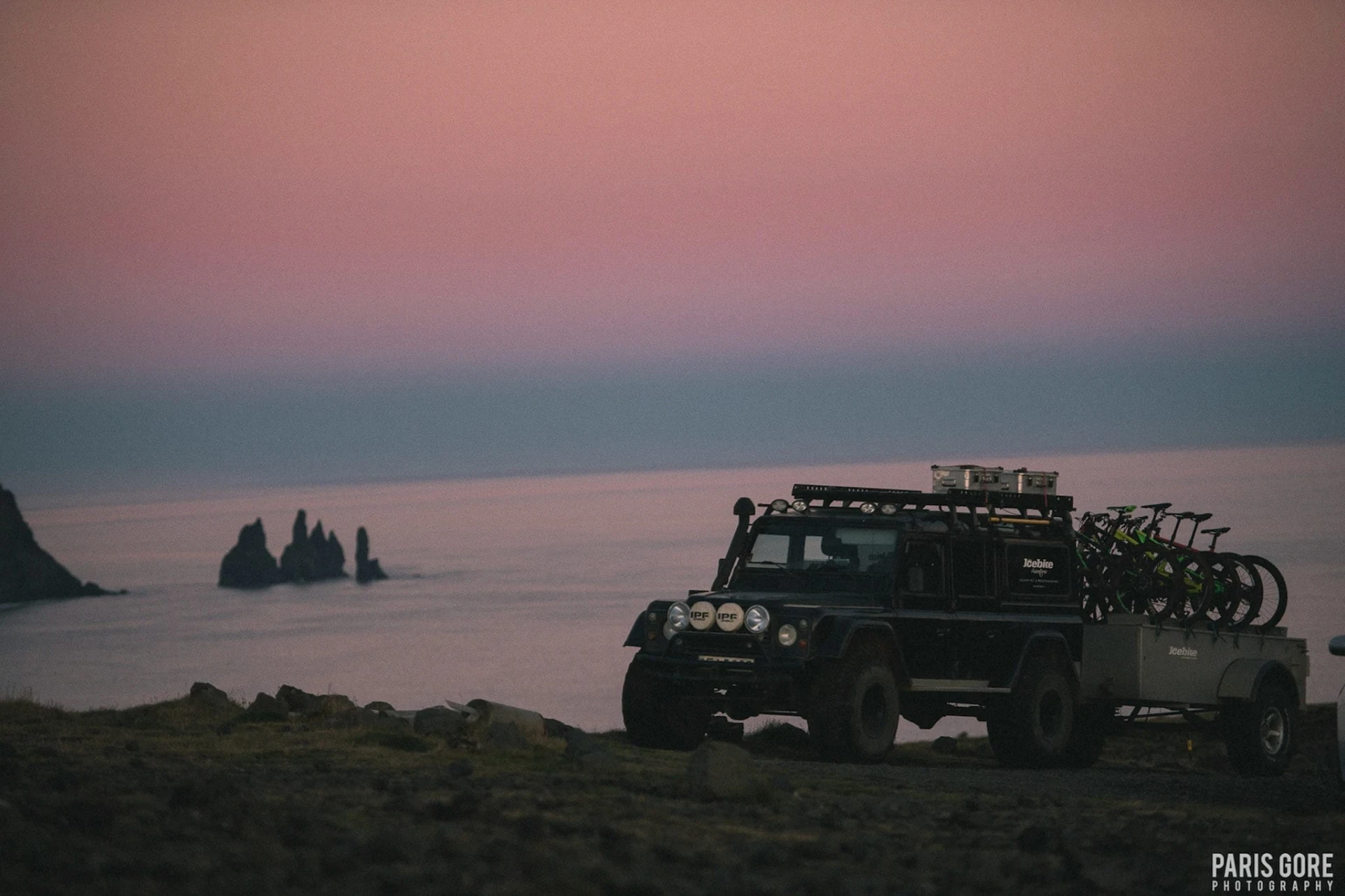 Jeep riding at sunset