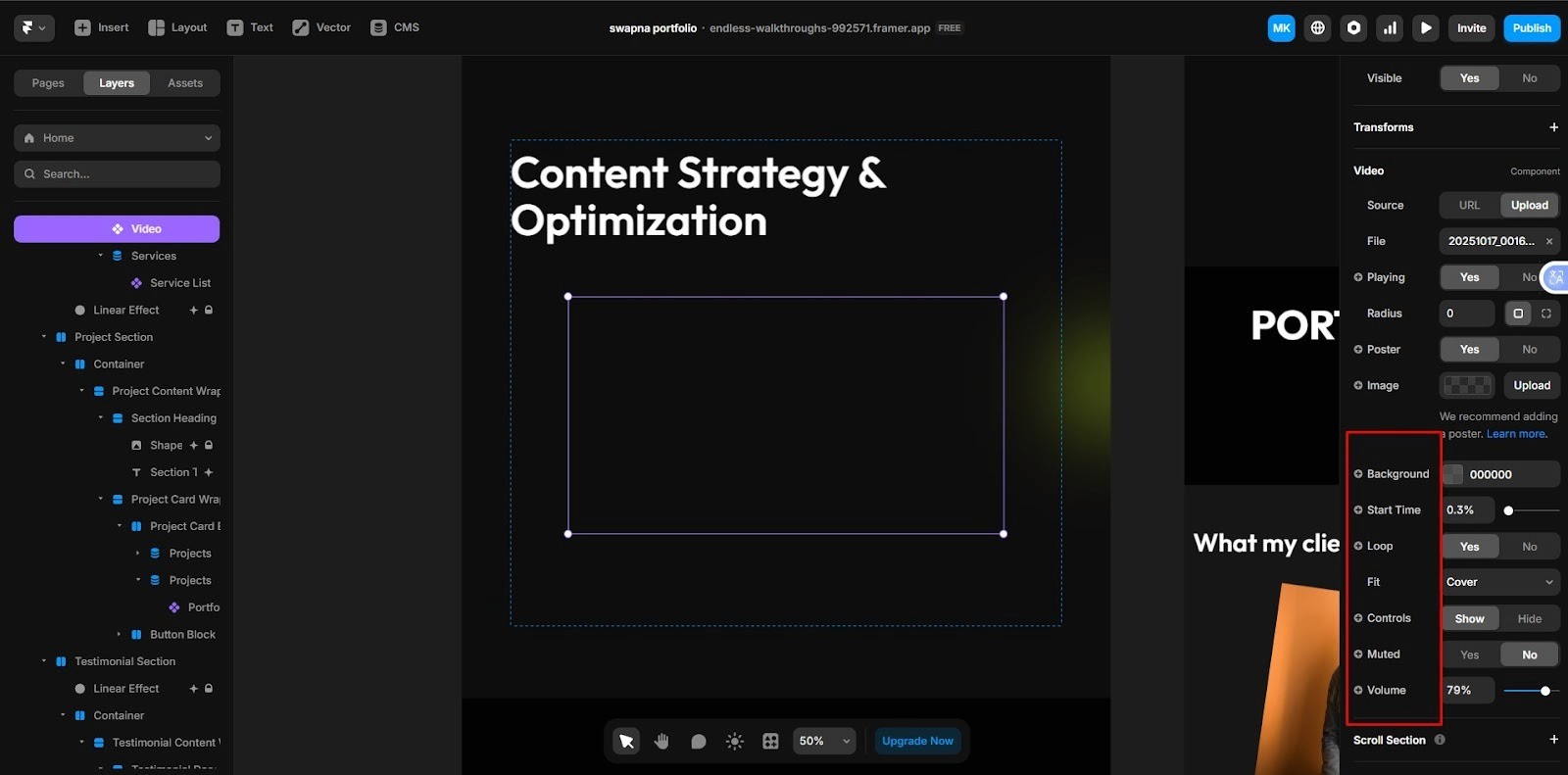 adjust autoplay, loop, mute, and playback settings