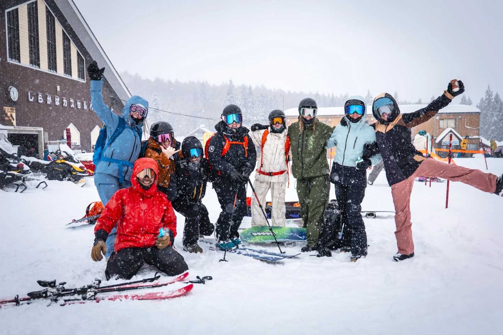 Group during an avalanche safety course in the Myoko backcountry
