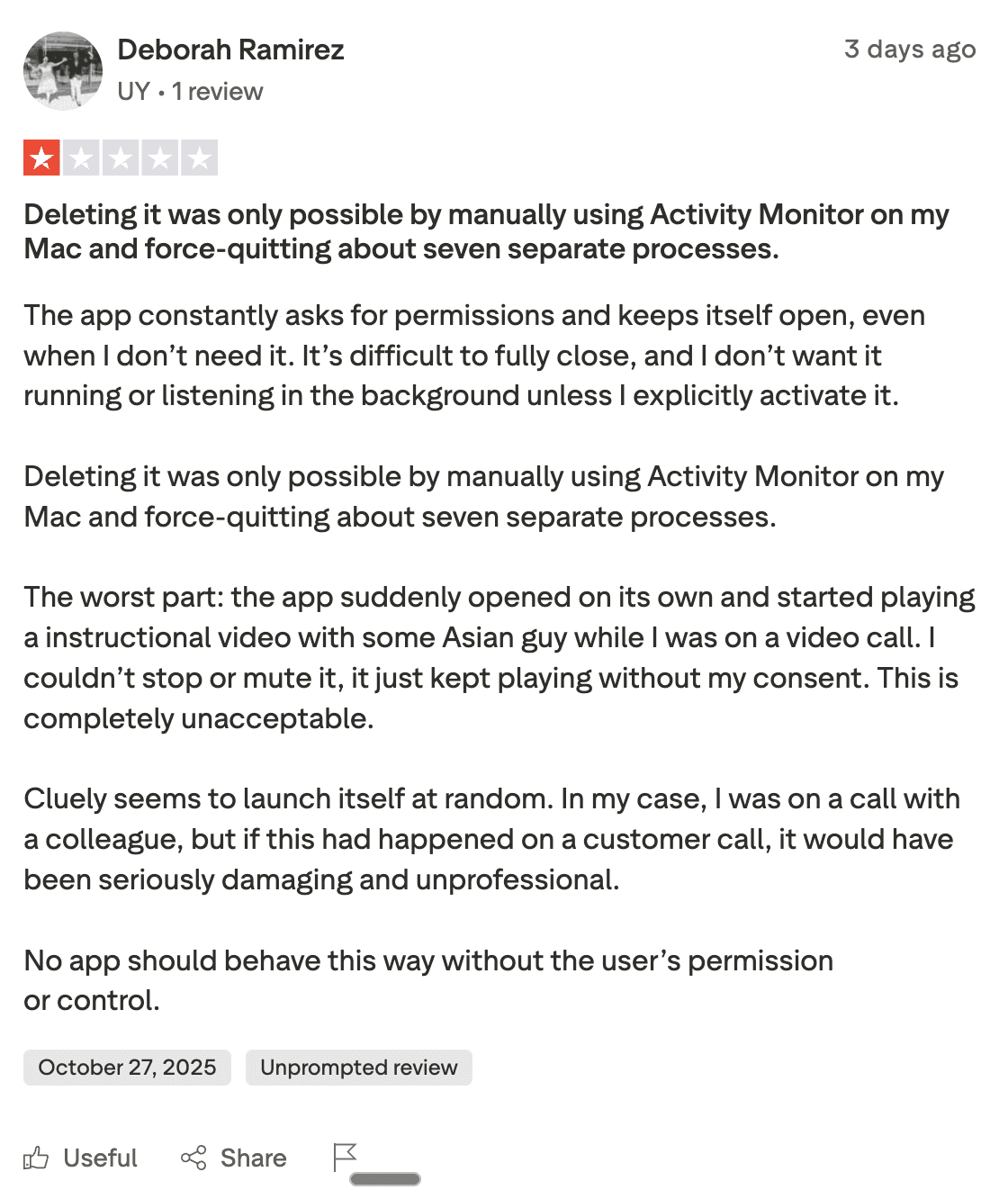 Cluely Review on Trustpilot