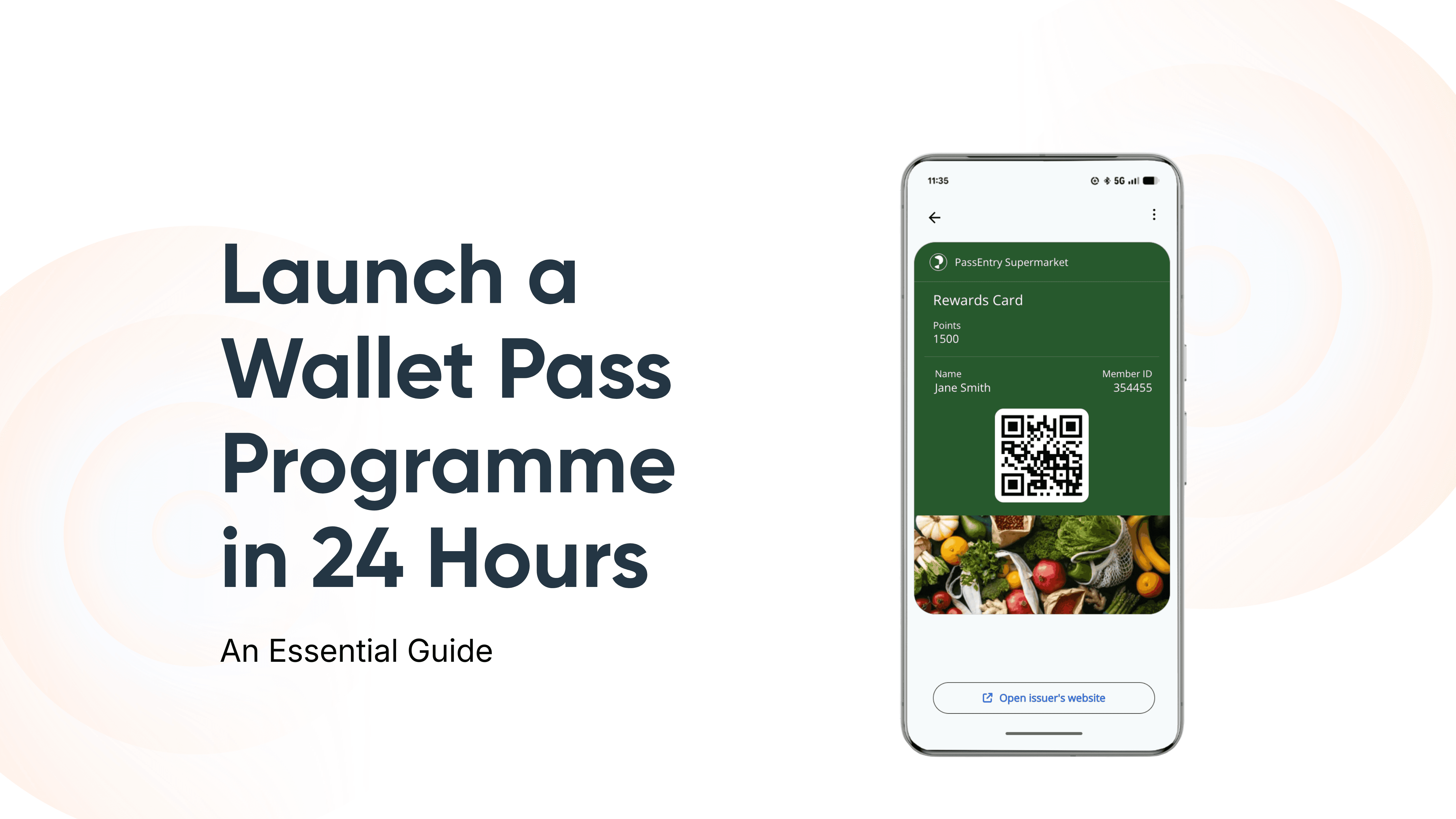 Smartphone displaying a Google Wallet pass for a supermarket loyalty pass.