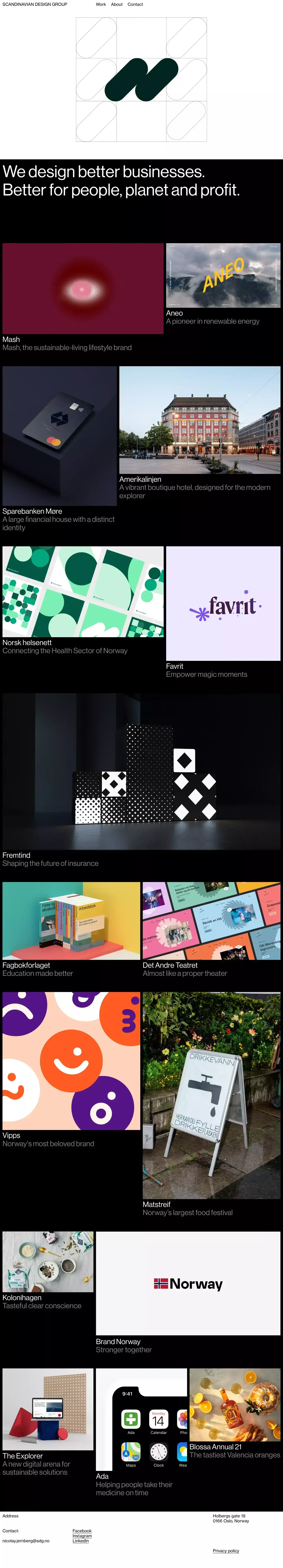 Scandinavian Design Group - Scandinavian portfolio page screenshot showcasing Design and Tech design