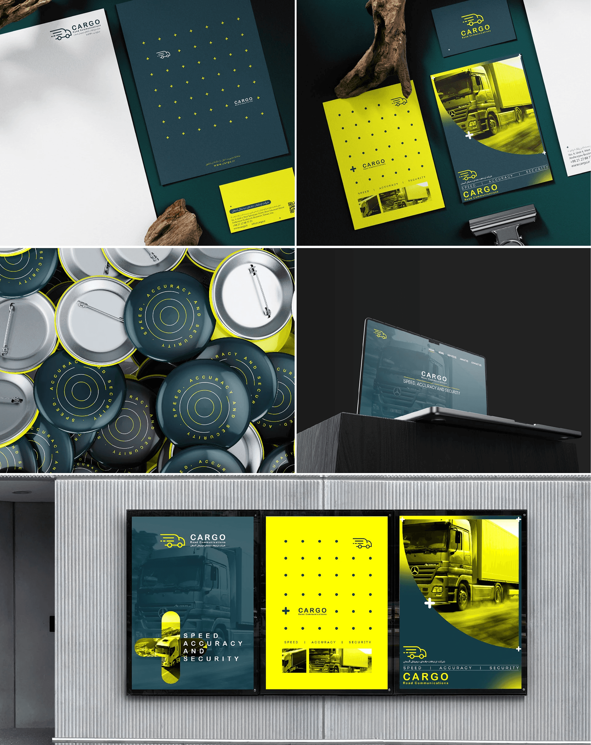 Three minimalist green and beige handbags displayed on pedestals with plants