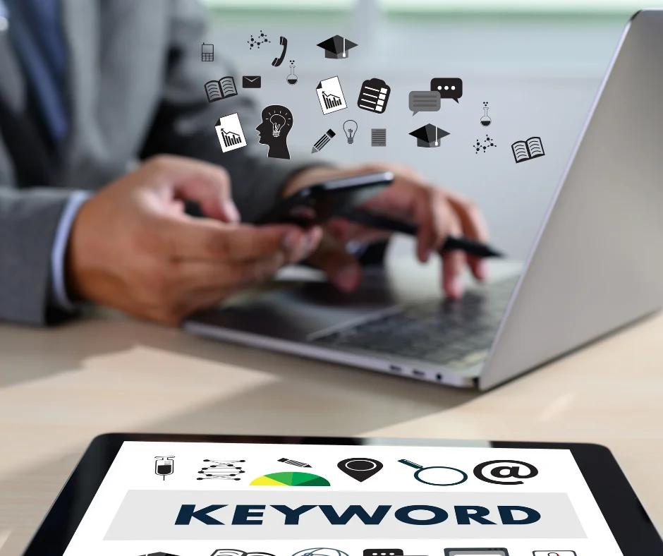 Digital marketer conducting local keyword research