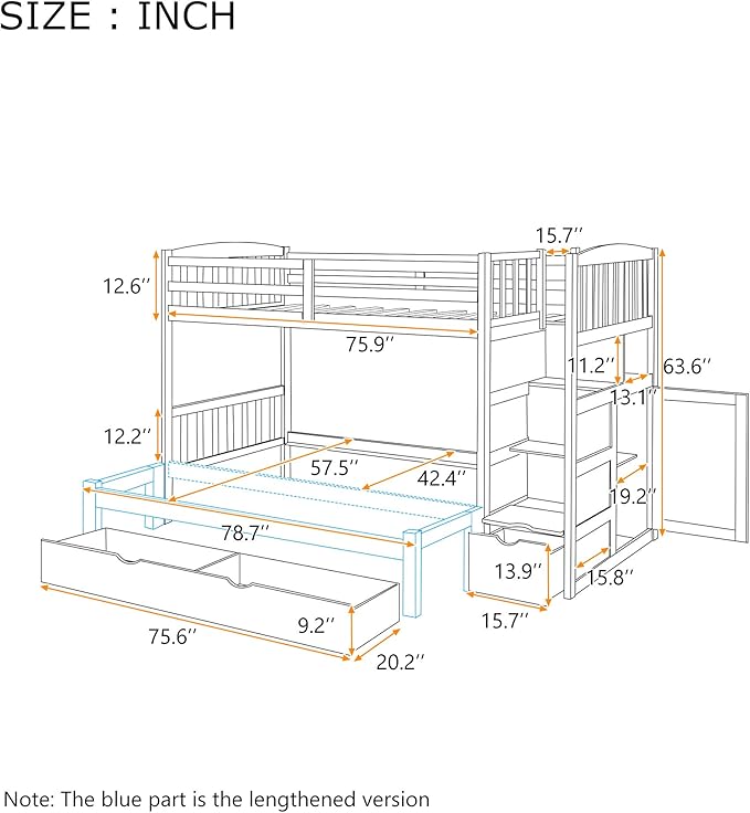 The bunk bed stairs with drawers offers a sleek and contemporary look, ideal for productivity.