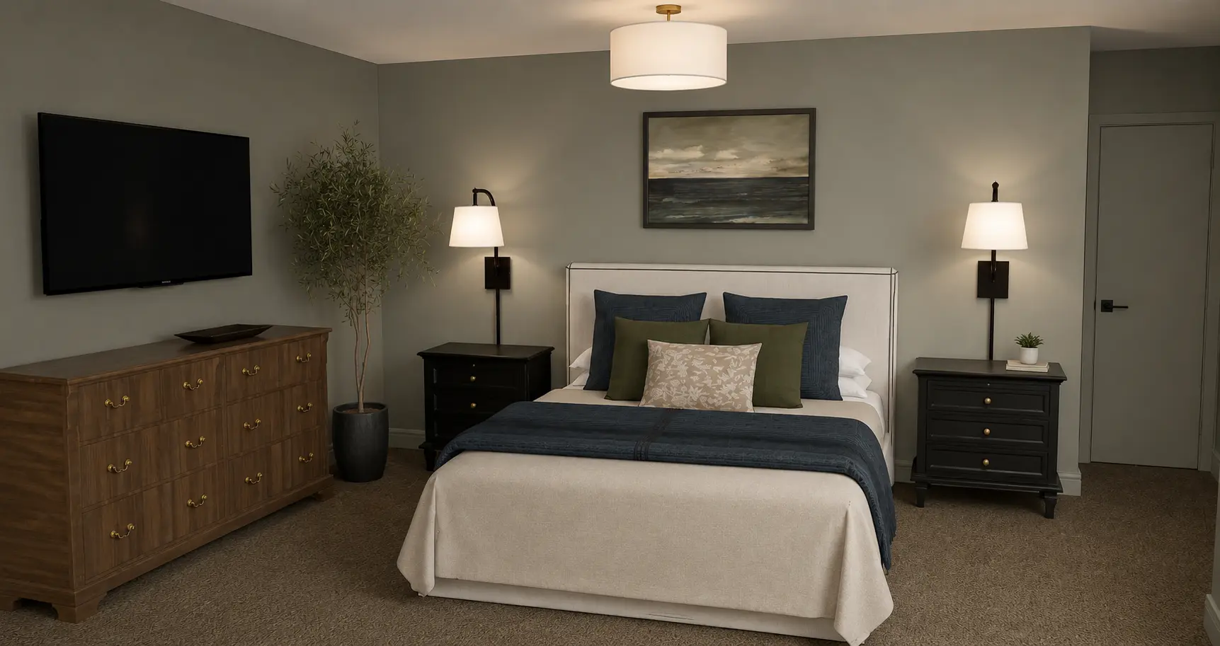 Project gallery image highlighting warm natural materials and modern tailored finishes and thoughtful residential interior design selections by Mint Interior Design.