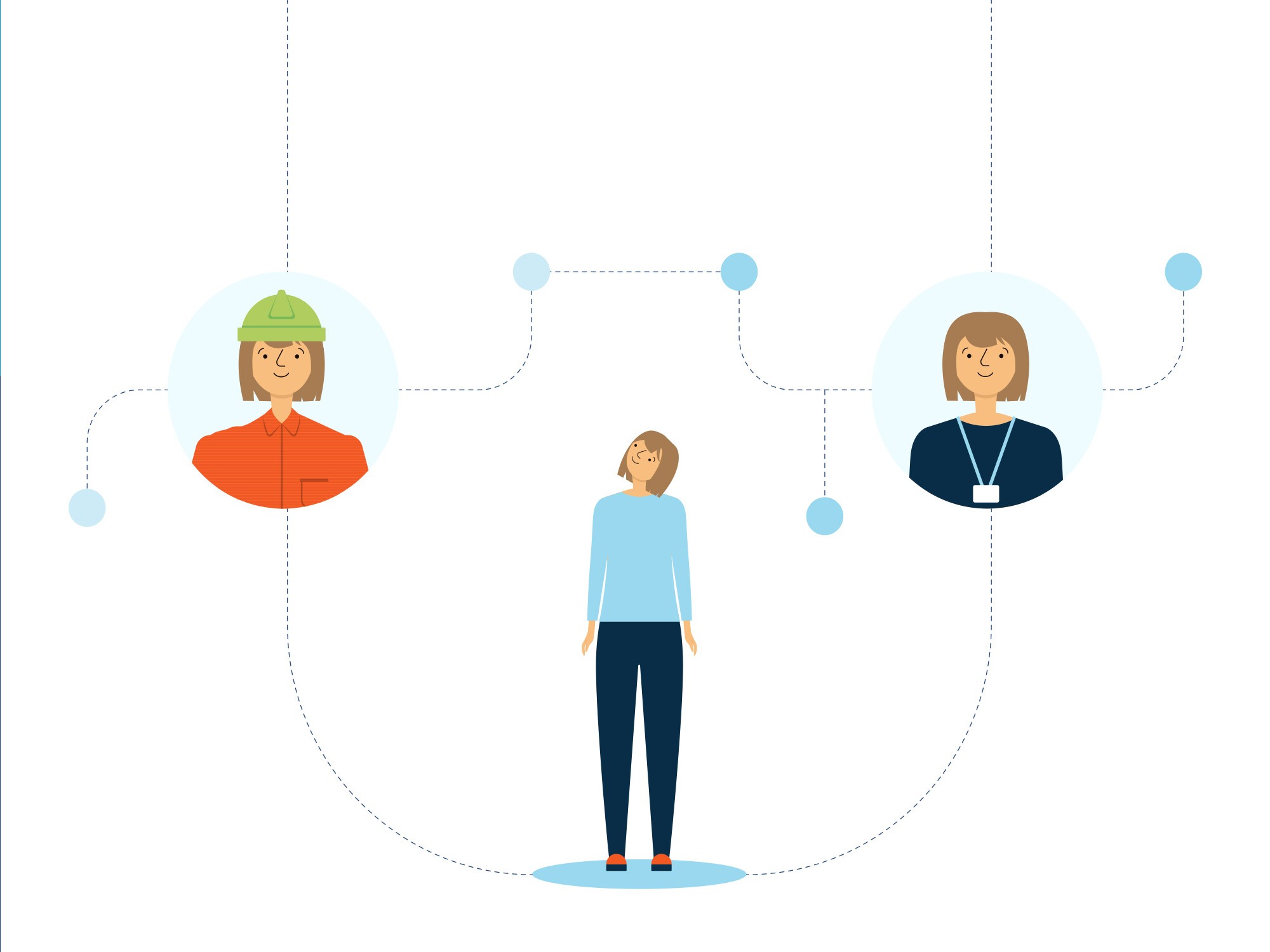 illustration of a woman looking at different career paths