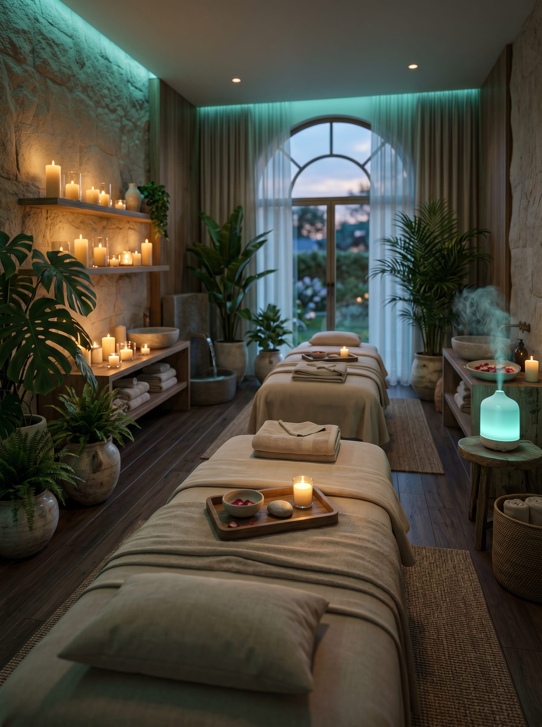 Peaceful spa interior atmosphere