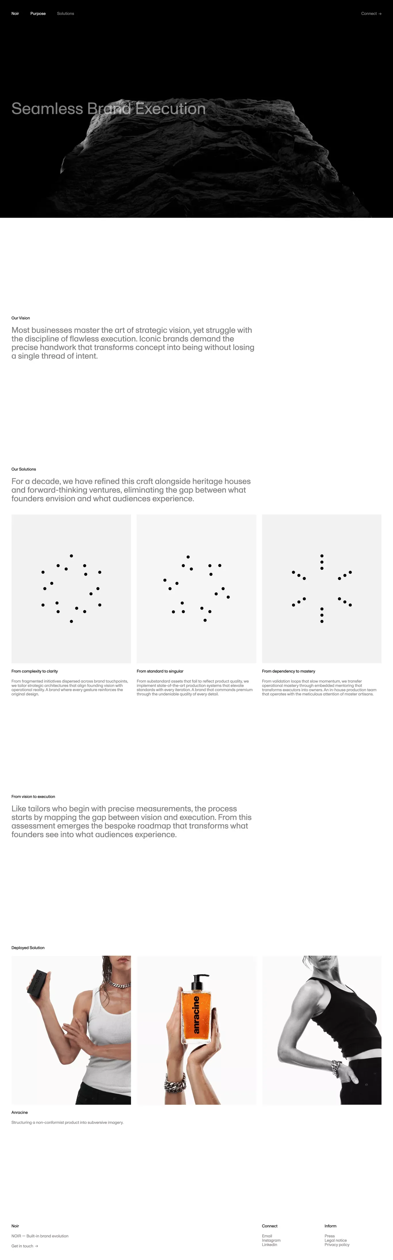 Purpose - NOIR - A design studio impleme portfolio page screenshot showcasing Advertising and Design design
