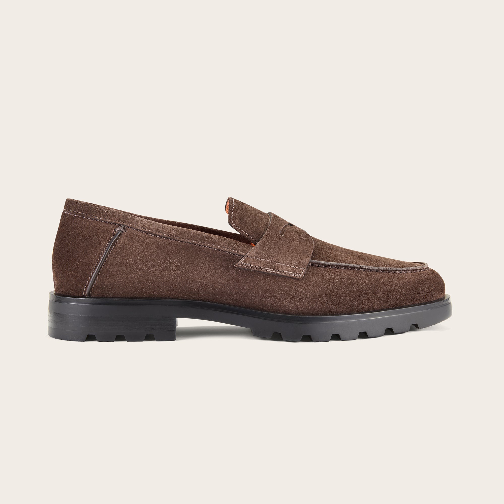 Men's Dark Brown Suede Penny Loafer - Mandelli UK