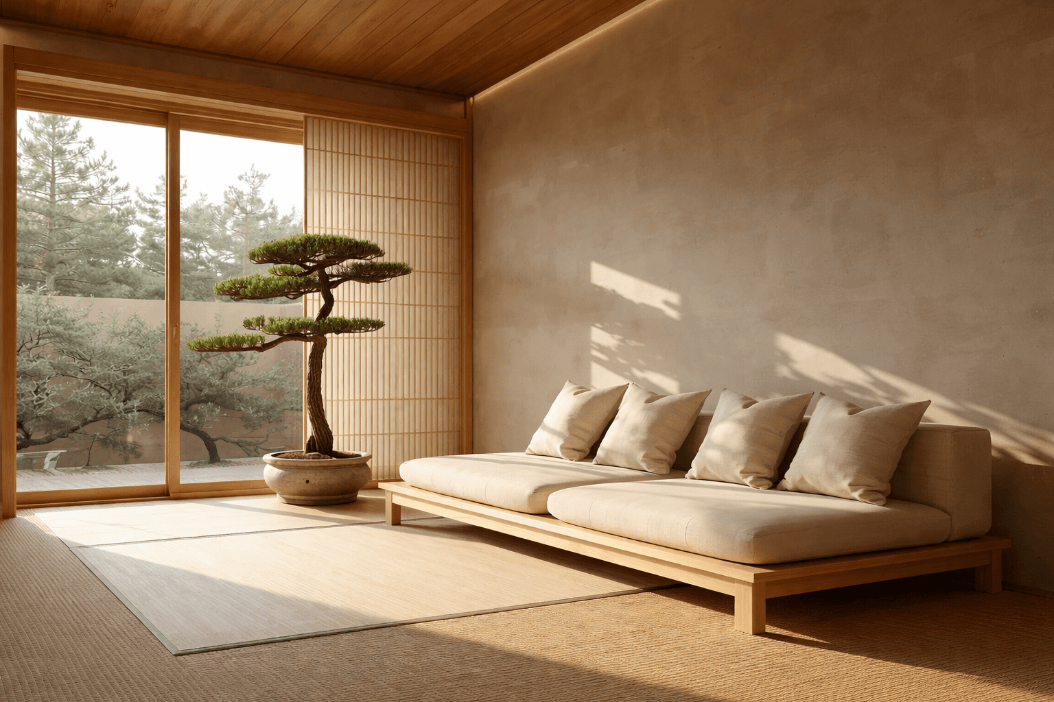 Image of a chilling space with bright sunlight