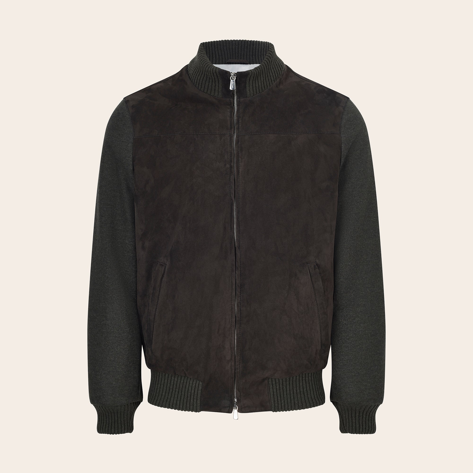 Suede Bomber with Cashmere Sleeves - Mandelli UK