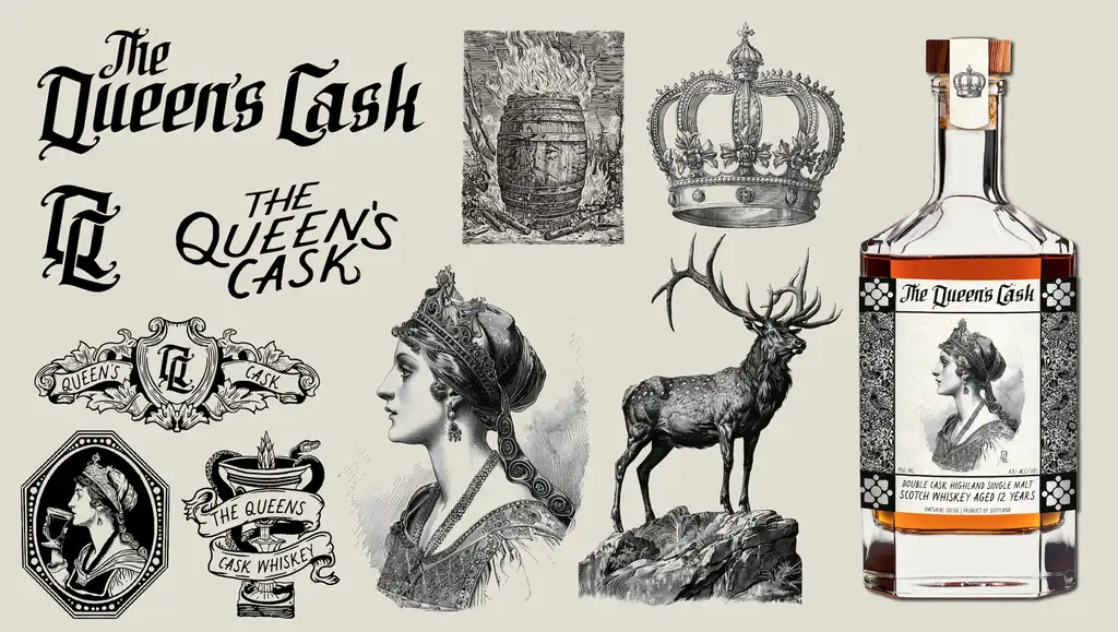 The Queens Cask Distilling brand kit