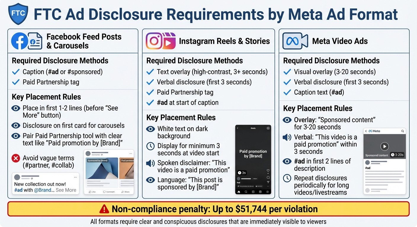 FTC Ad Disclosure Requirements by Meta Ad Format