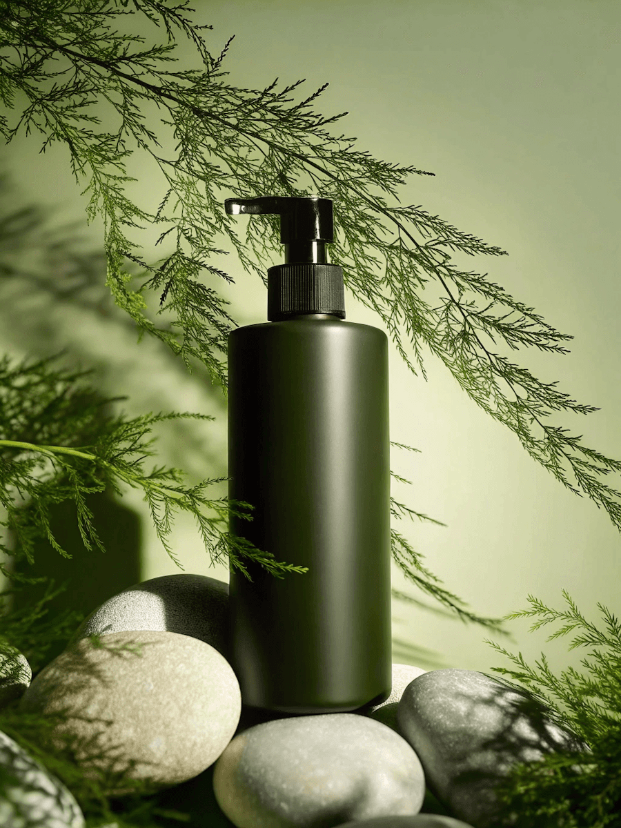 Green shampoo bottle