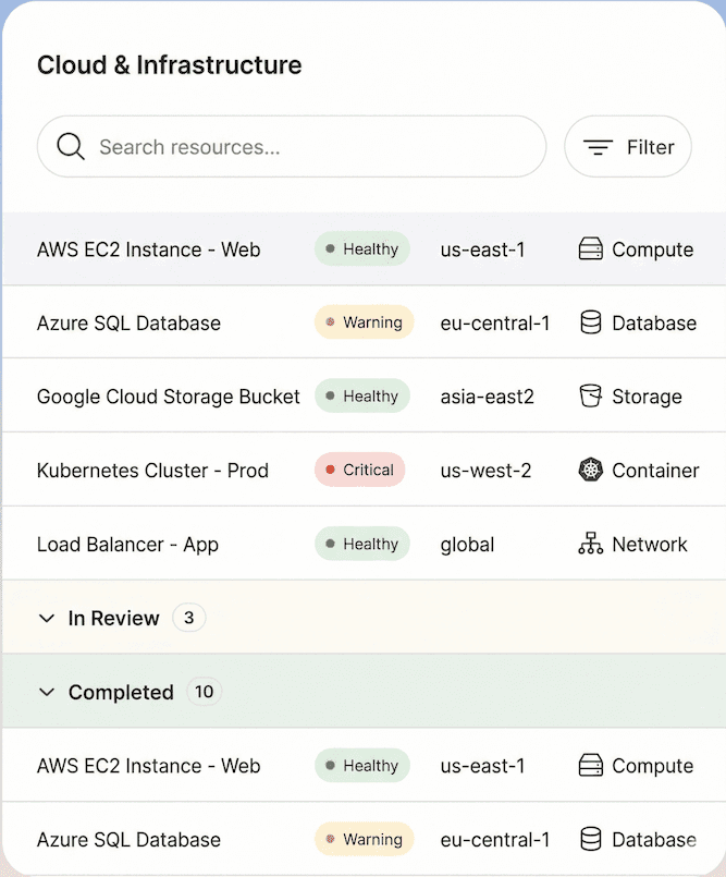 An image of Cloud infrastructure dashboard