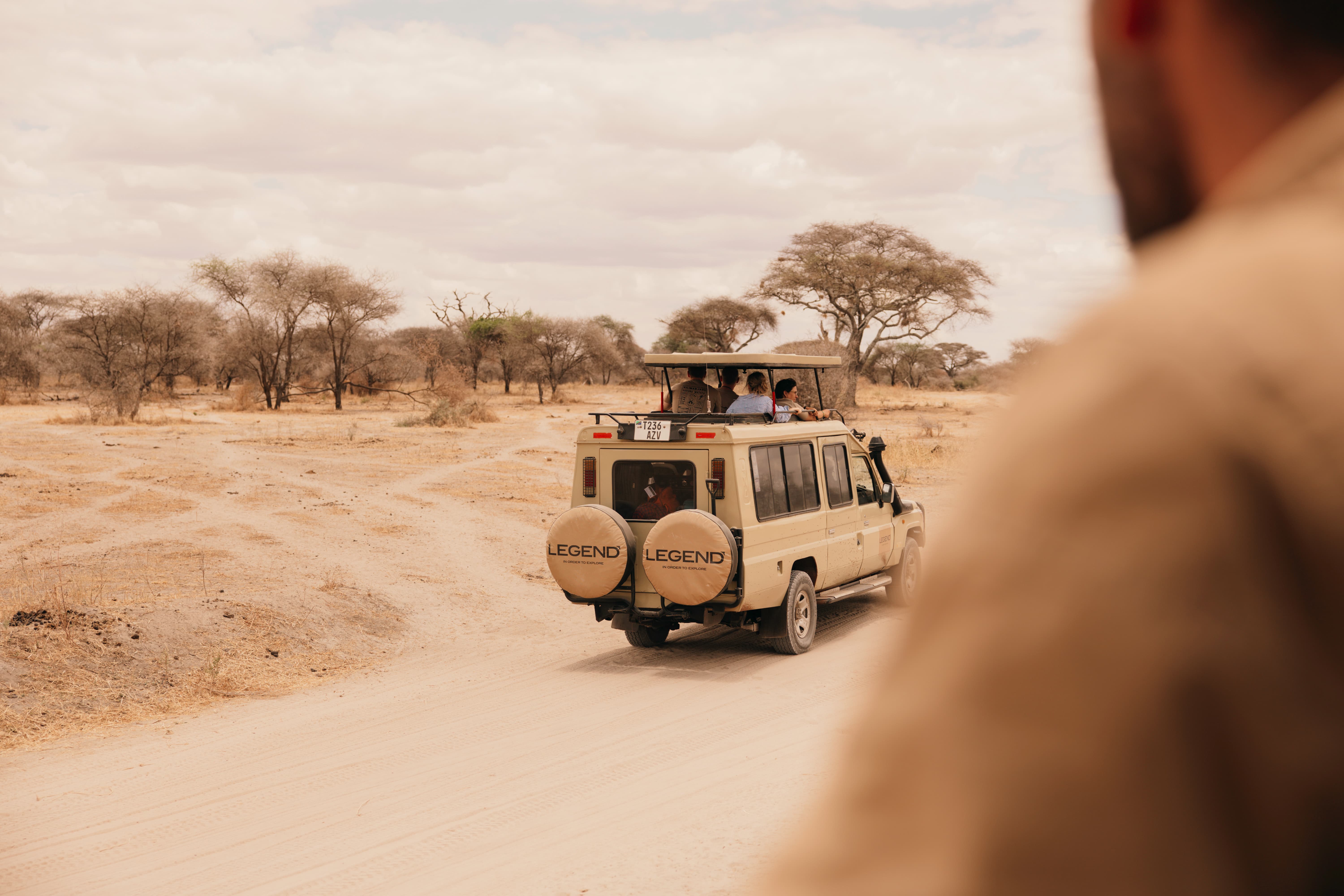 Legend Expeditions safari vehicle ready for a post-Kilimanjaro game drive in northern Tanzania.