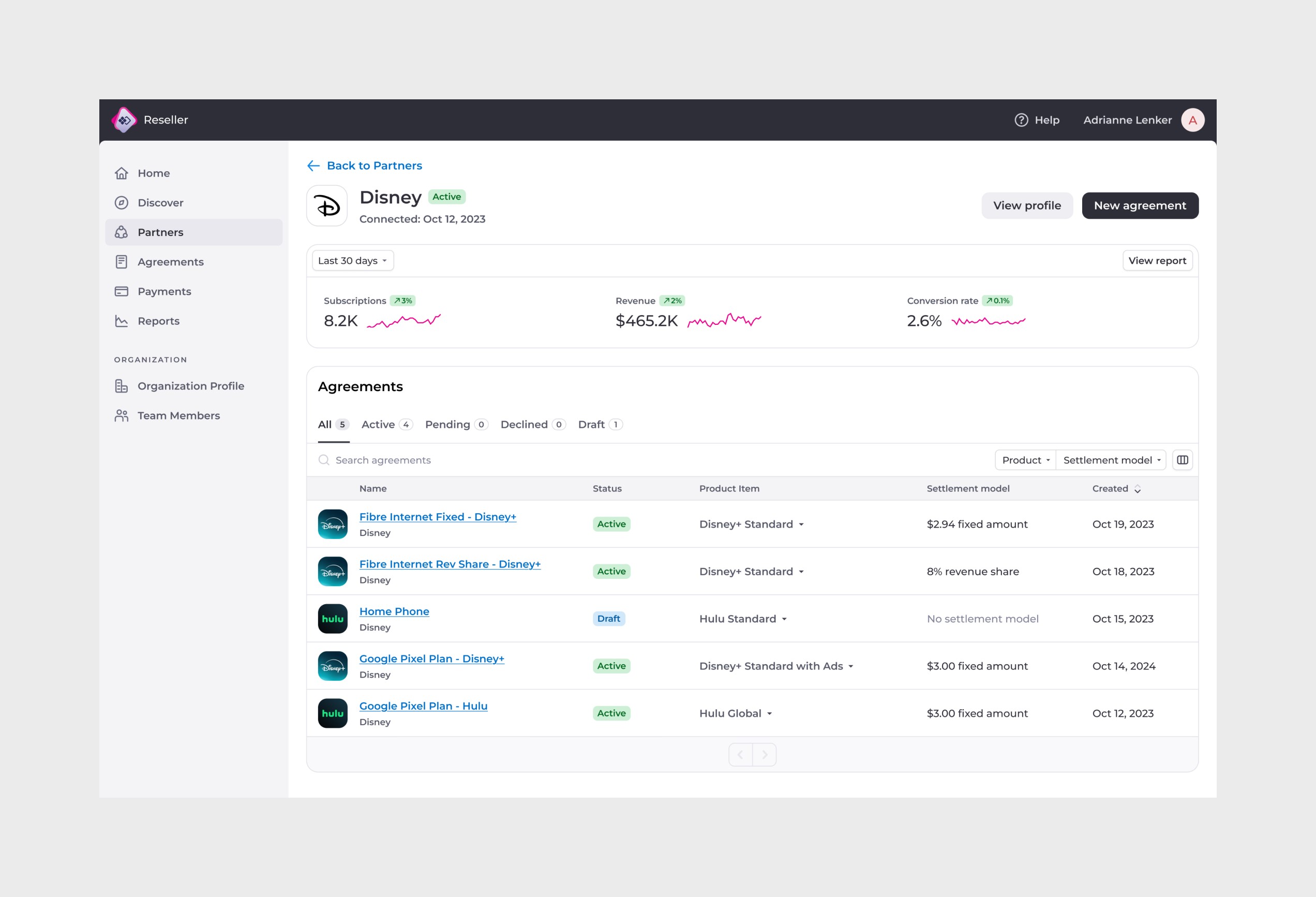 Reseller view - Partner Details (desktop).