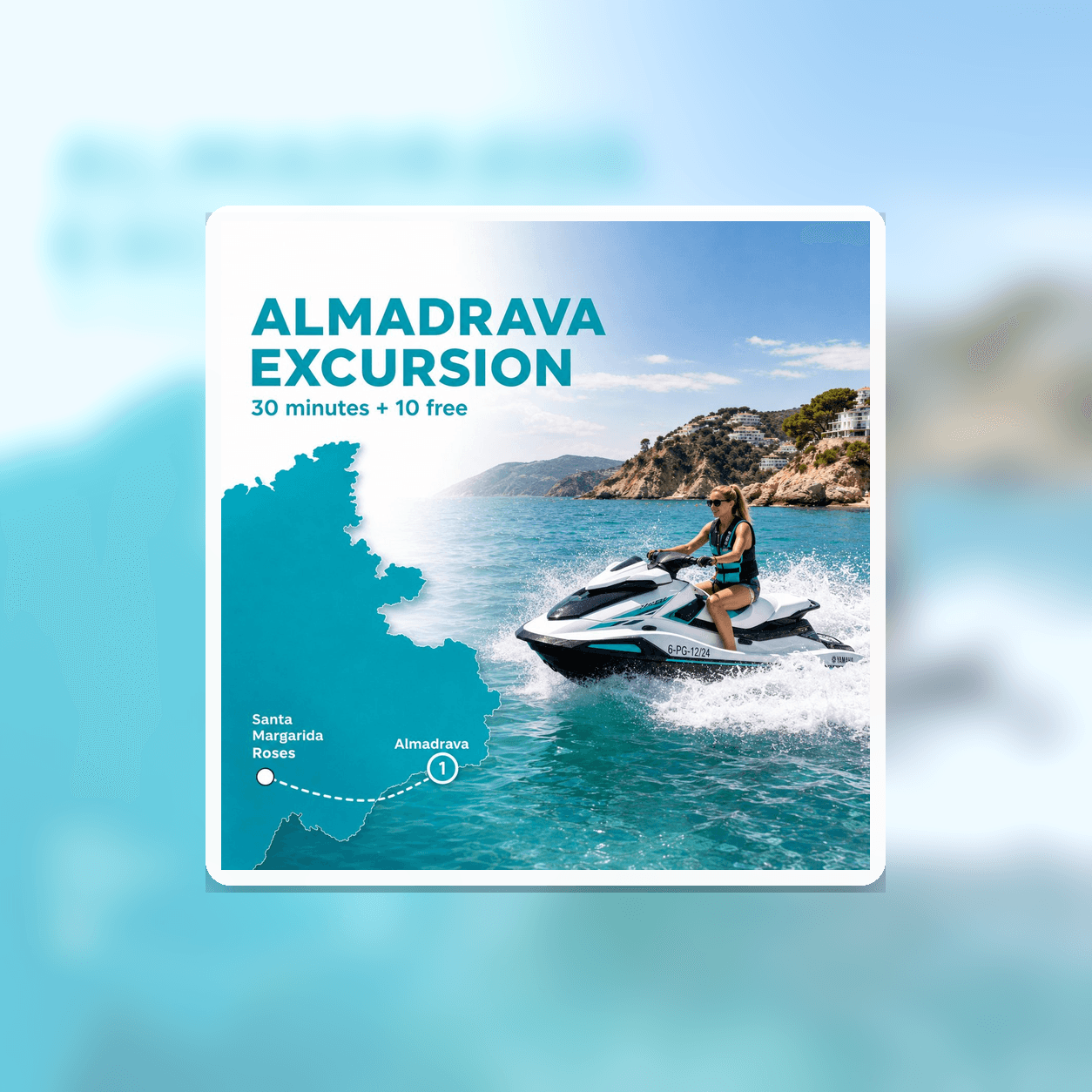 Excursión en jet ski Yamaha desde Roses hasta Almadrava por la bahía, 30 minutos + 10 gratis sin licencia