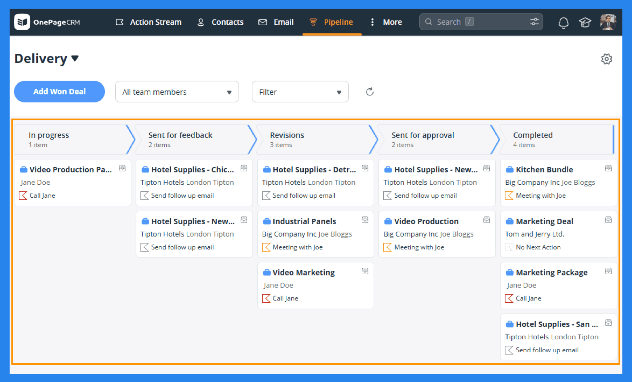 Key Features of OnePageCRM: Sales Pipeline Management