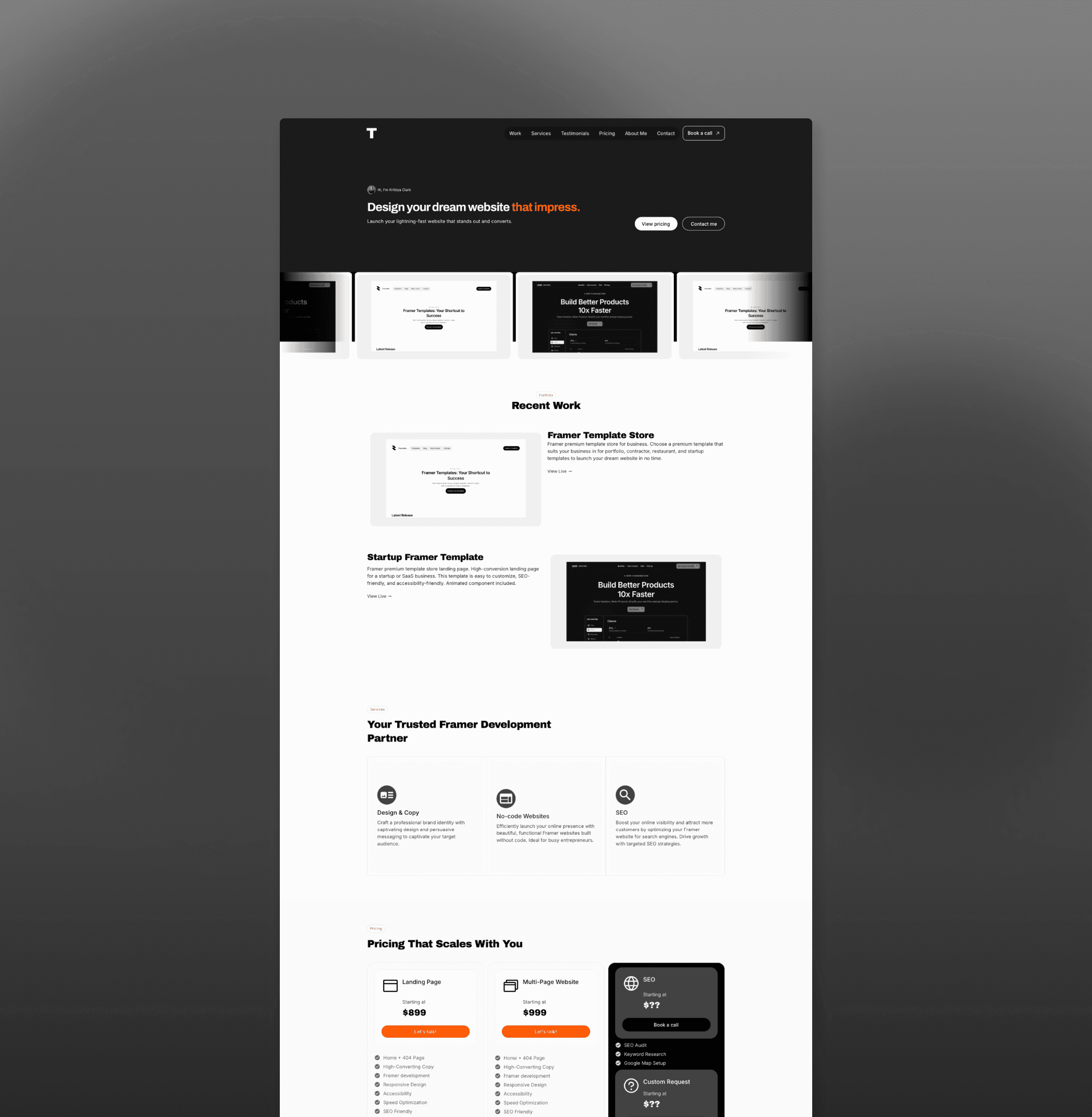 Minimalist Portfolio Framer Template.