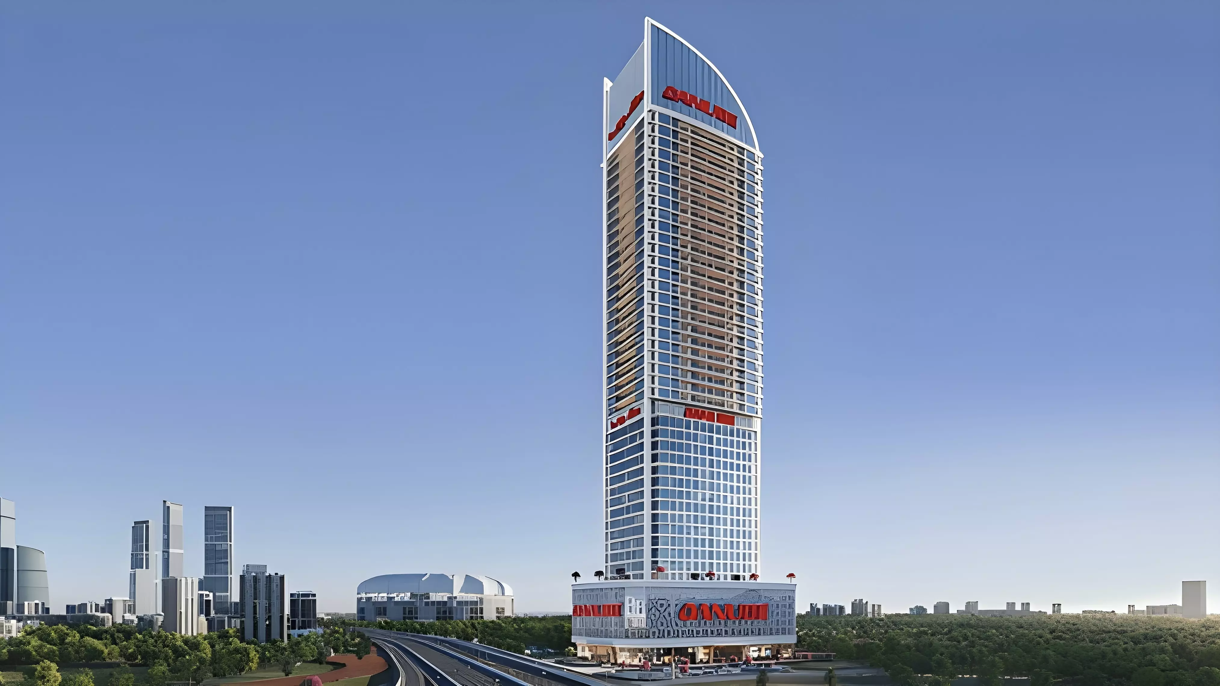 High-rise luxury apartment tower. Find your dream home via our real estate agency.