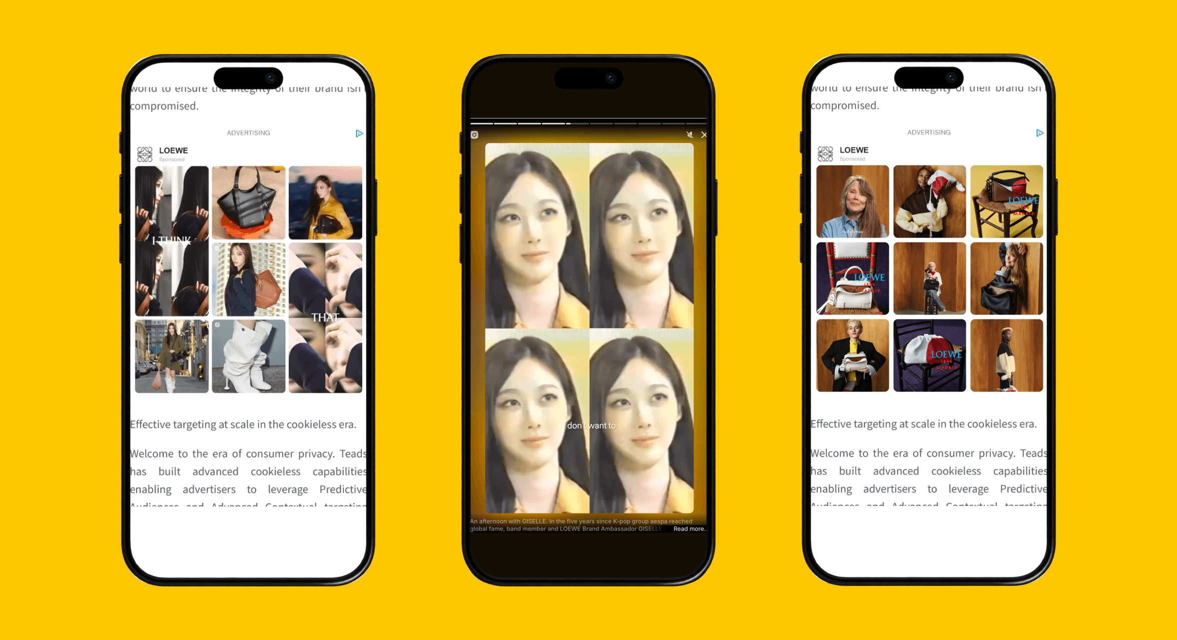 Three LOEWE Ad Unit layouts running in premium publisher articles