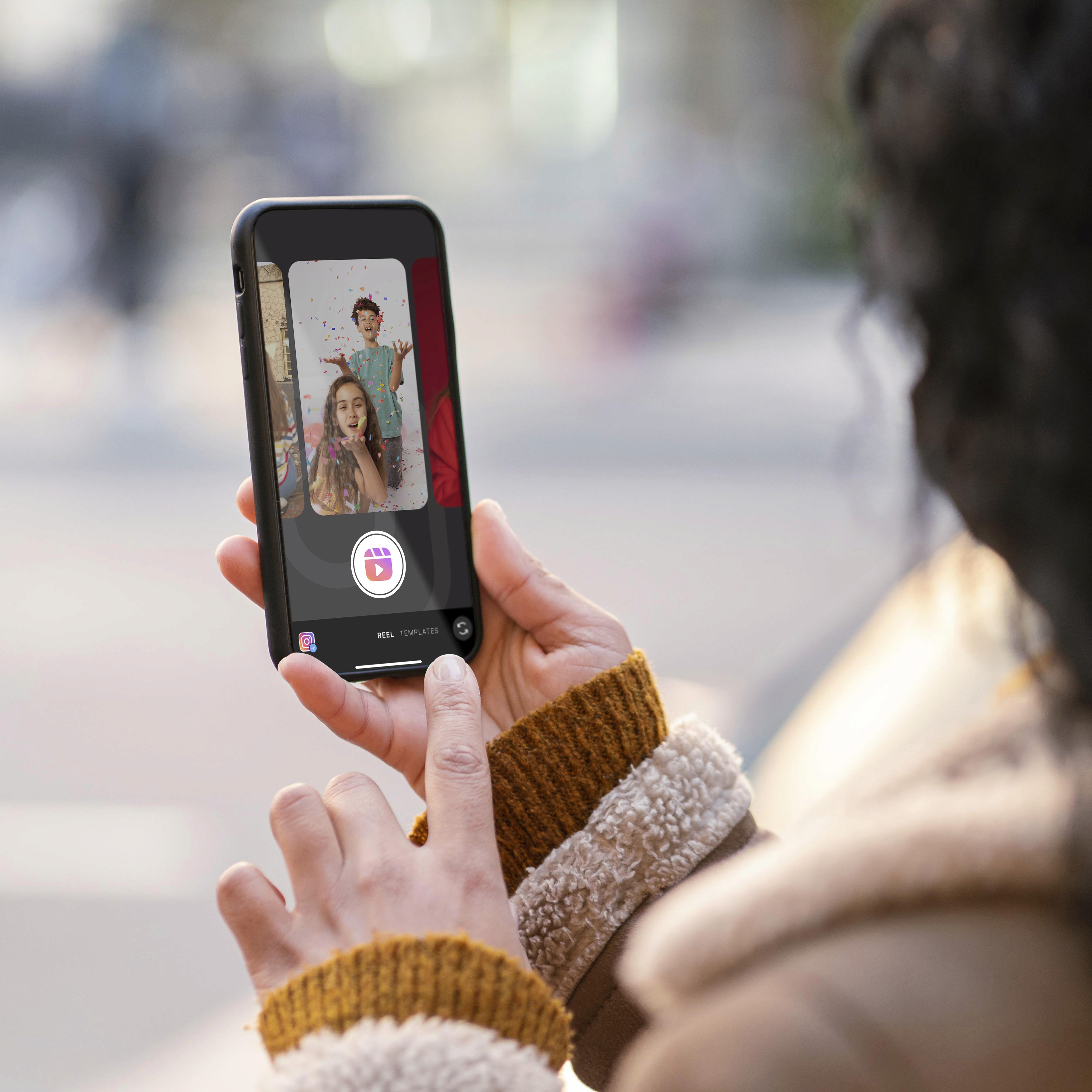 Woman watching a reel on phone