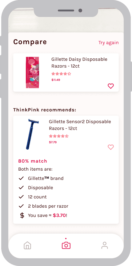 Mockup of clothing item information page