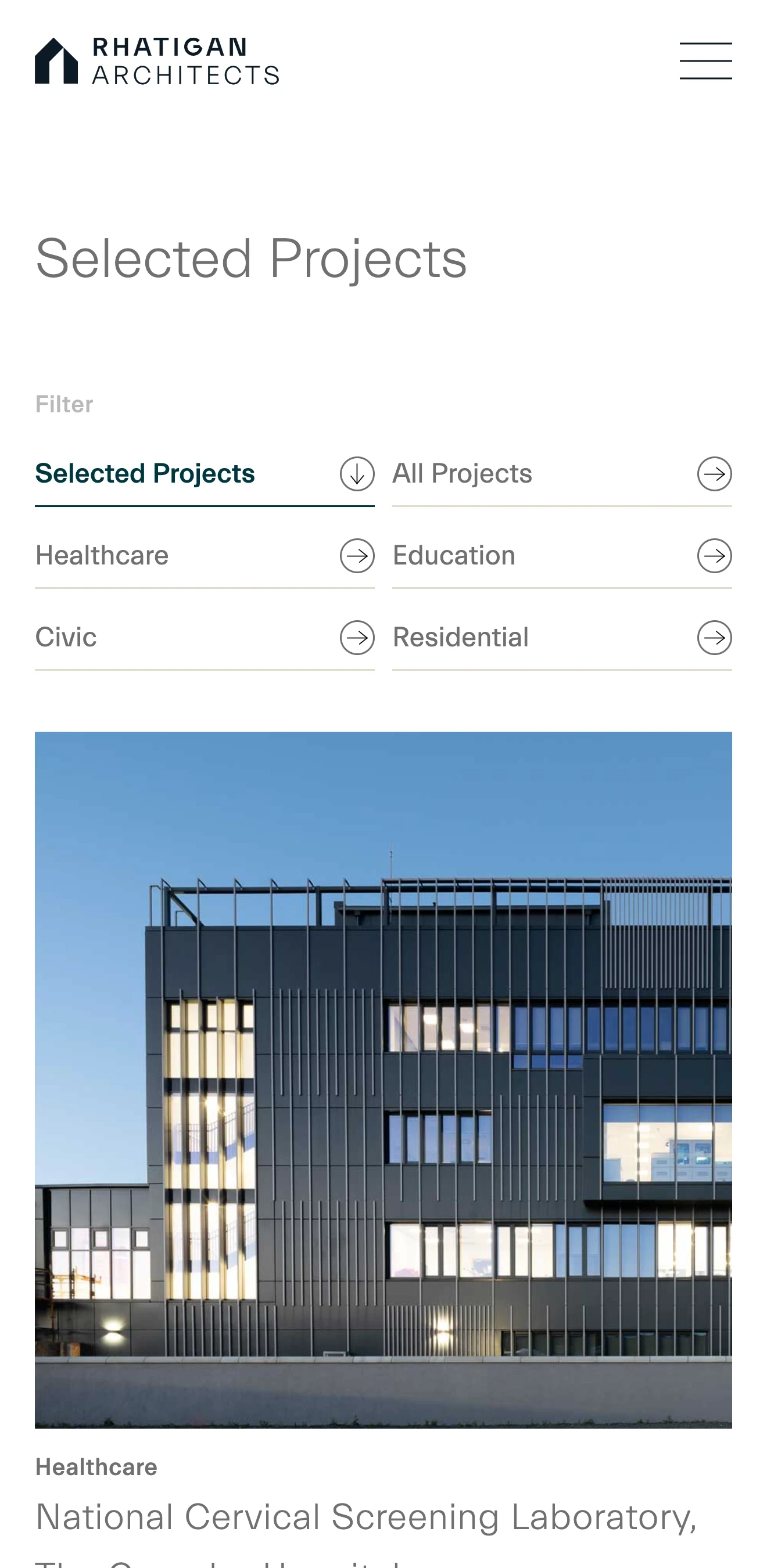 mobile version of the top filters on the projects page
