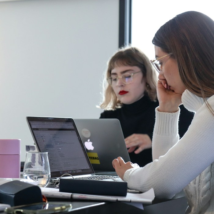 Professionnelles utilisant un ordinateur lors d’une formation
