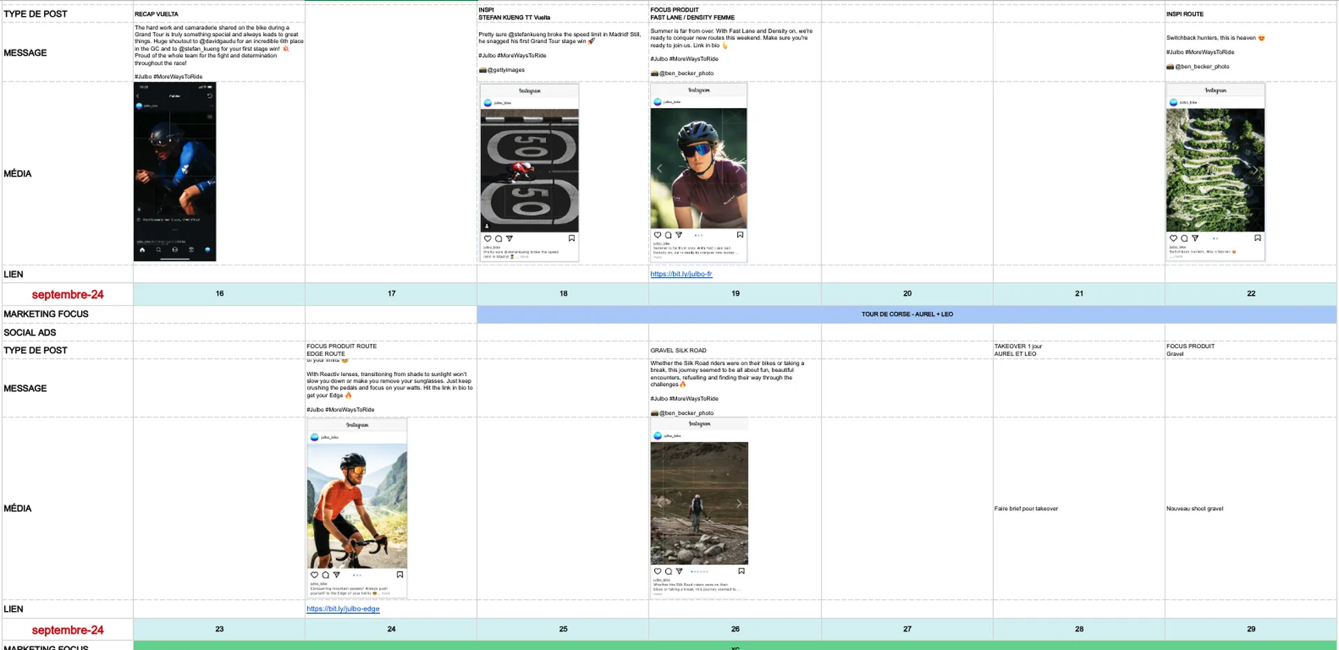 Social media editorial calendar — Outdoor Perspectives
