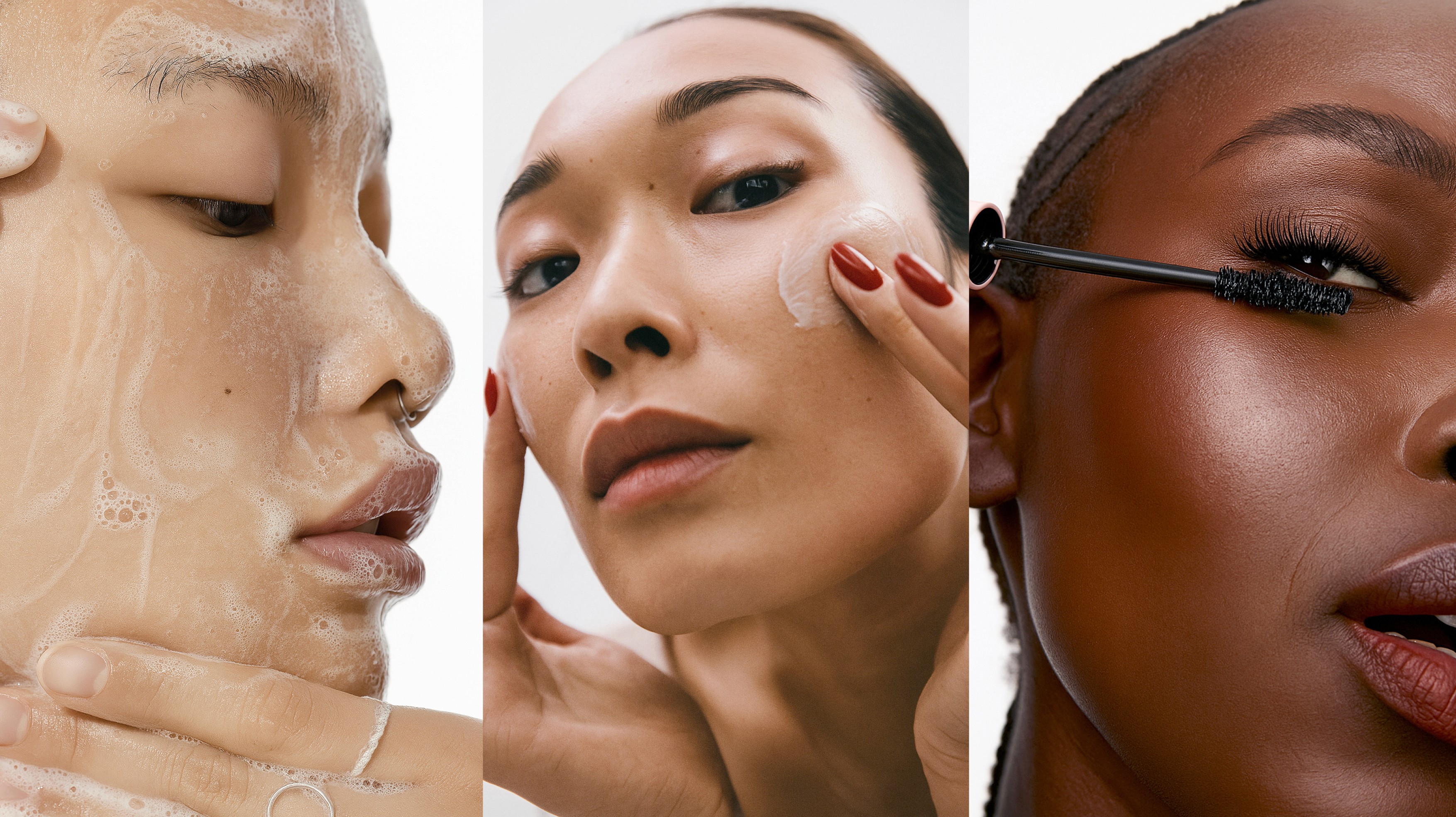 Création visuelle avec IA, identité visuelle pour marque beauté, branding et stratégie de marque.