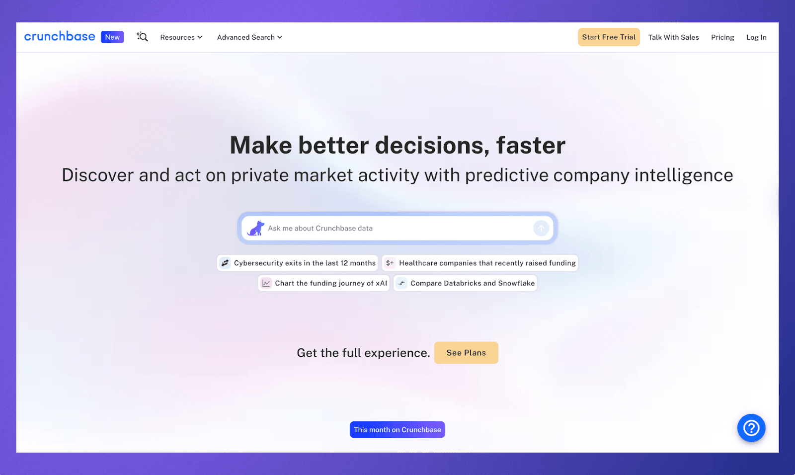 Crunchbase Homepage