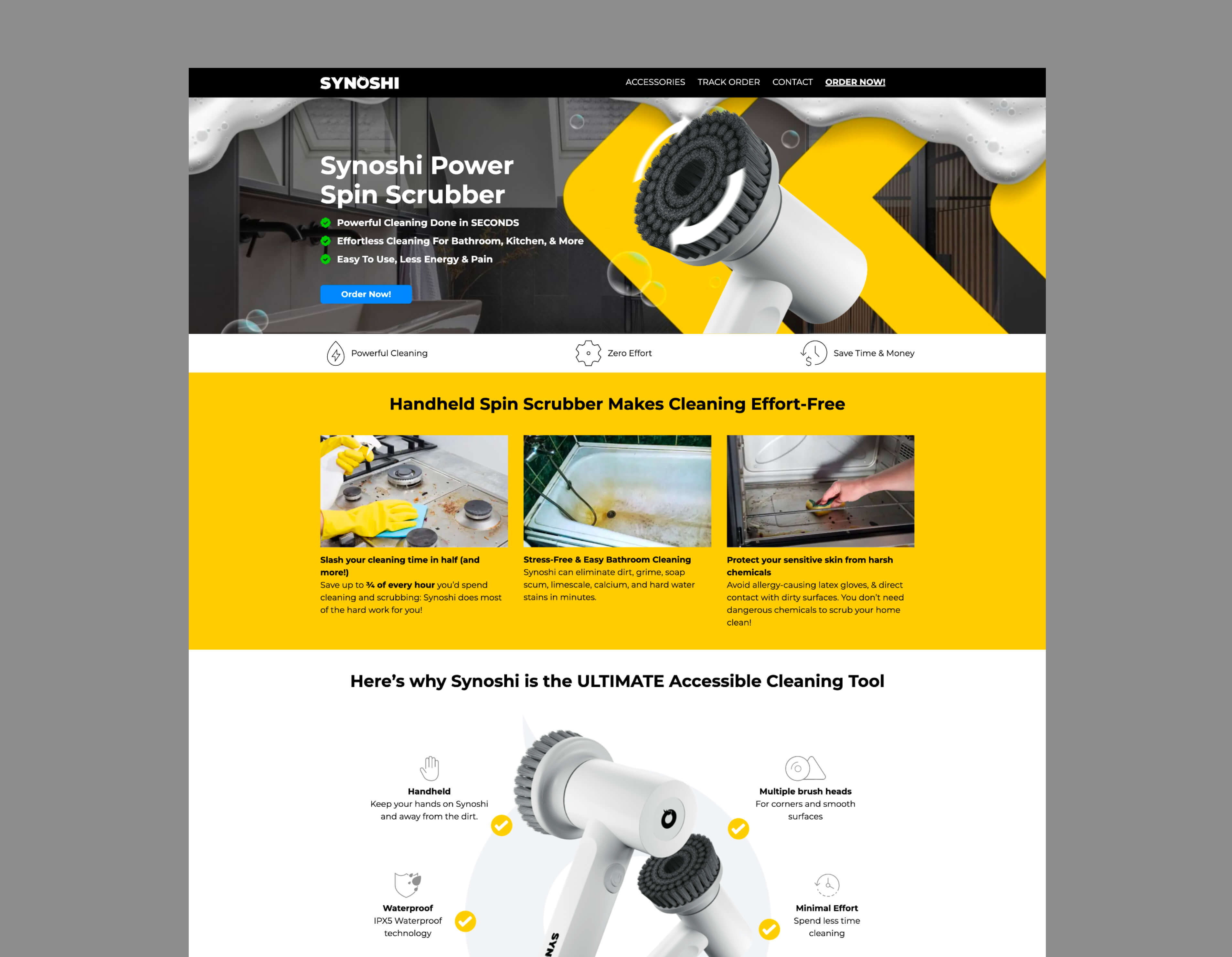 Synoshi electric cleaning scrubber product page design