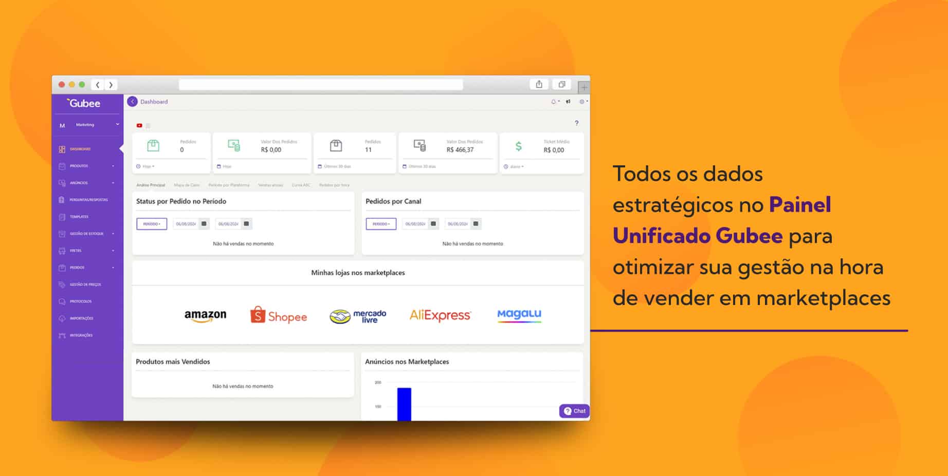 Na imagem, a página inicial do Painel Unificado Gubee.