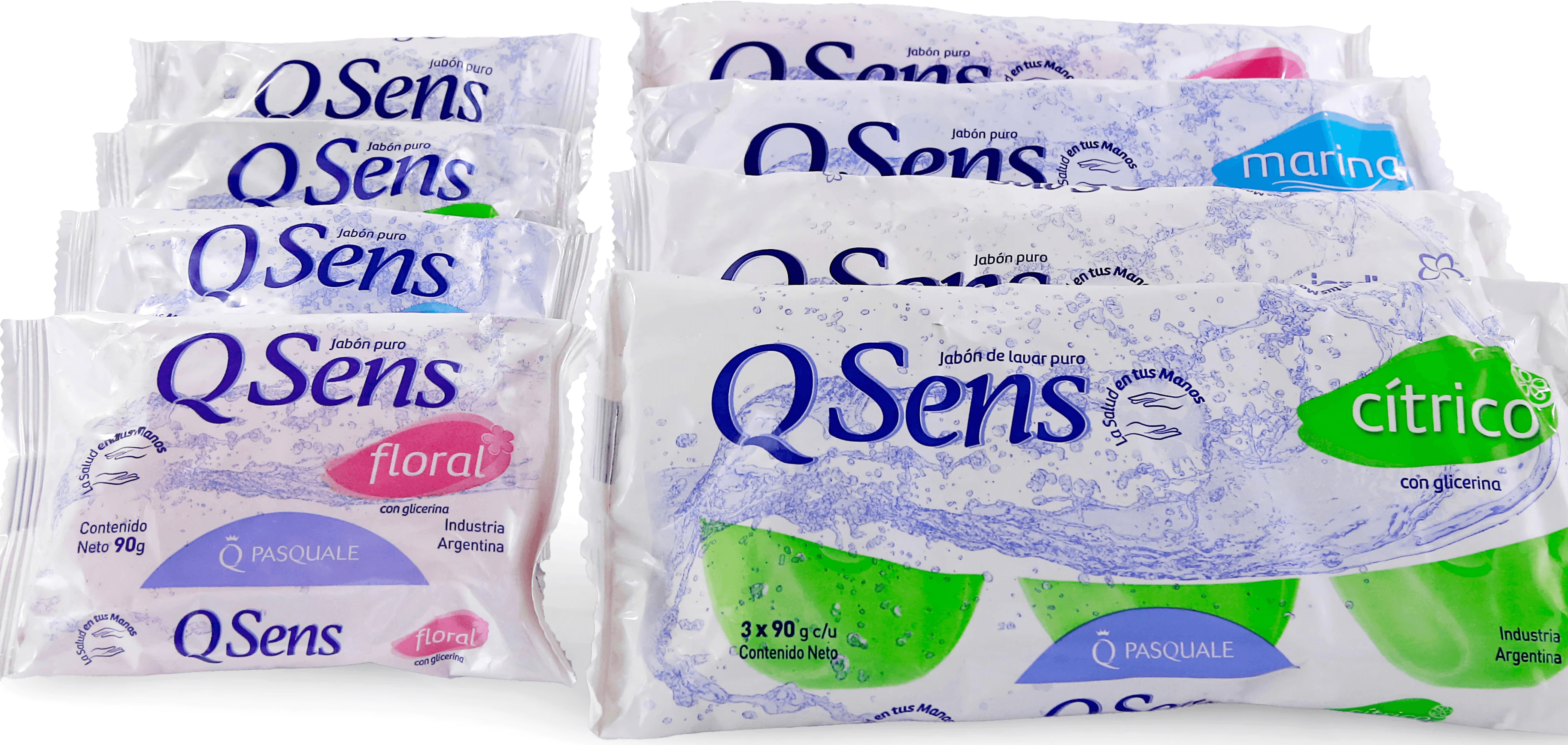Jabones Q’Sens de tocador con fragancias suaves.
