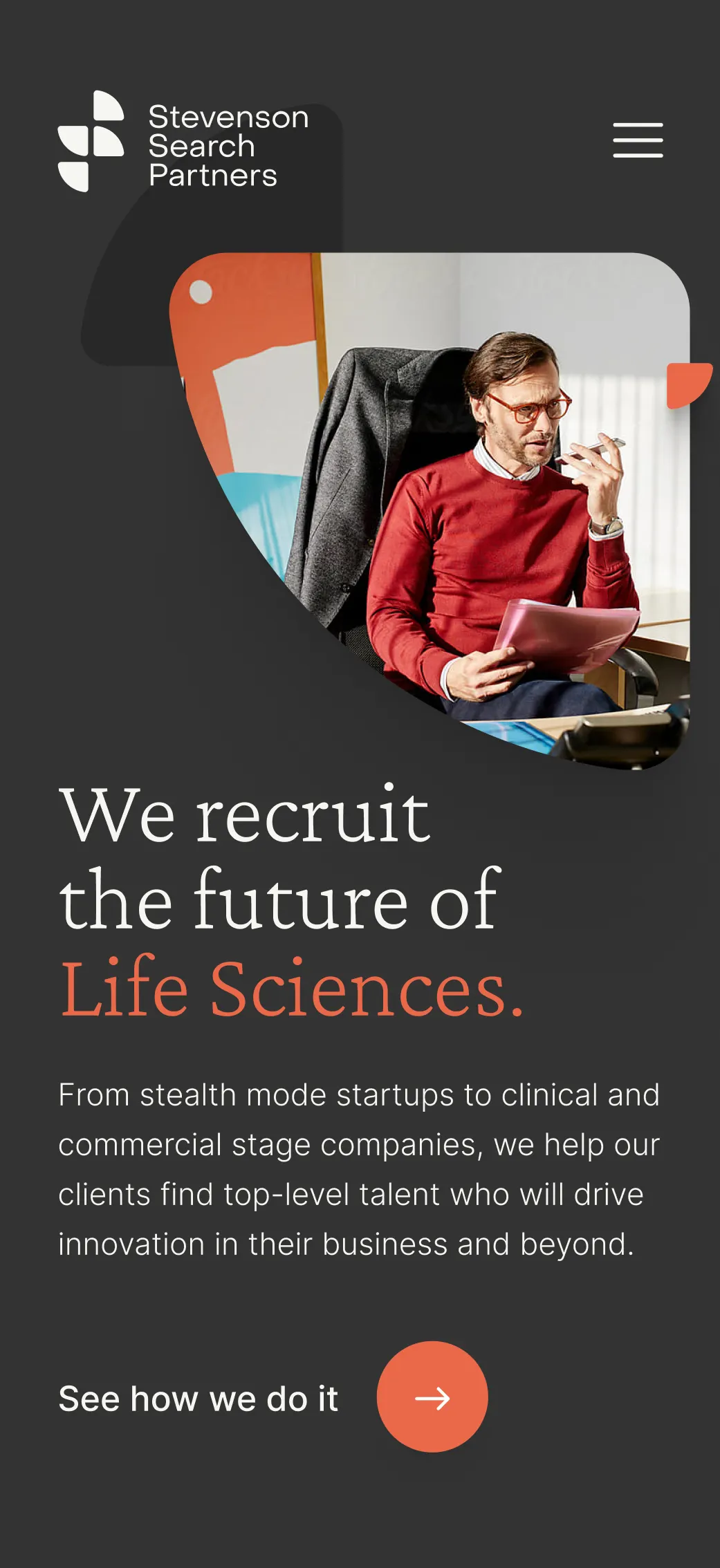 Stevenson Search Partners mobile website design – homepage