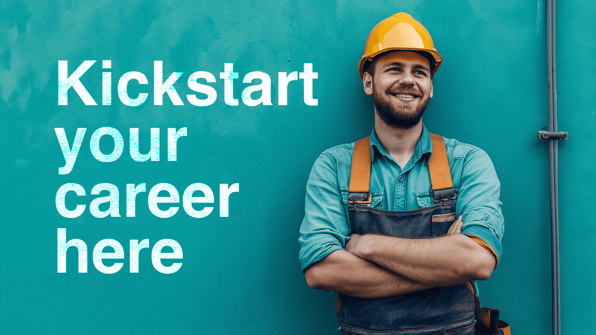 happy worker with a text