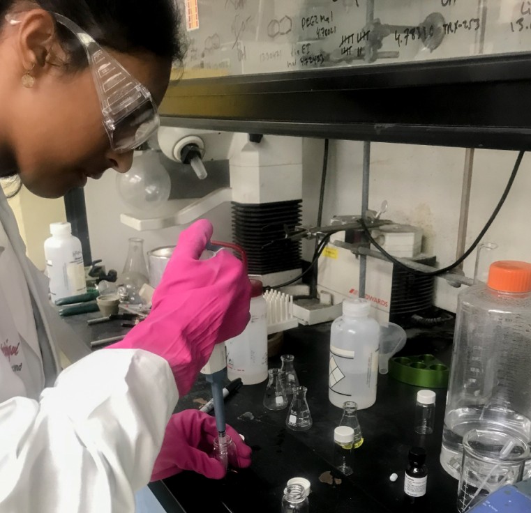 Shripriya working on a science experiment in a laboratory